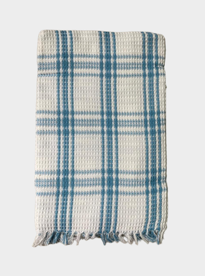 Cotton Towel - FY White Blue Big Check