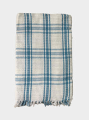 Cotton Towel - FY White Blue Big Check