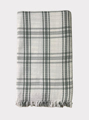 Cotton Towel - FY White Light Gray Big Check