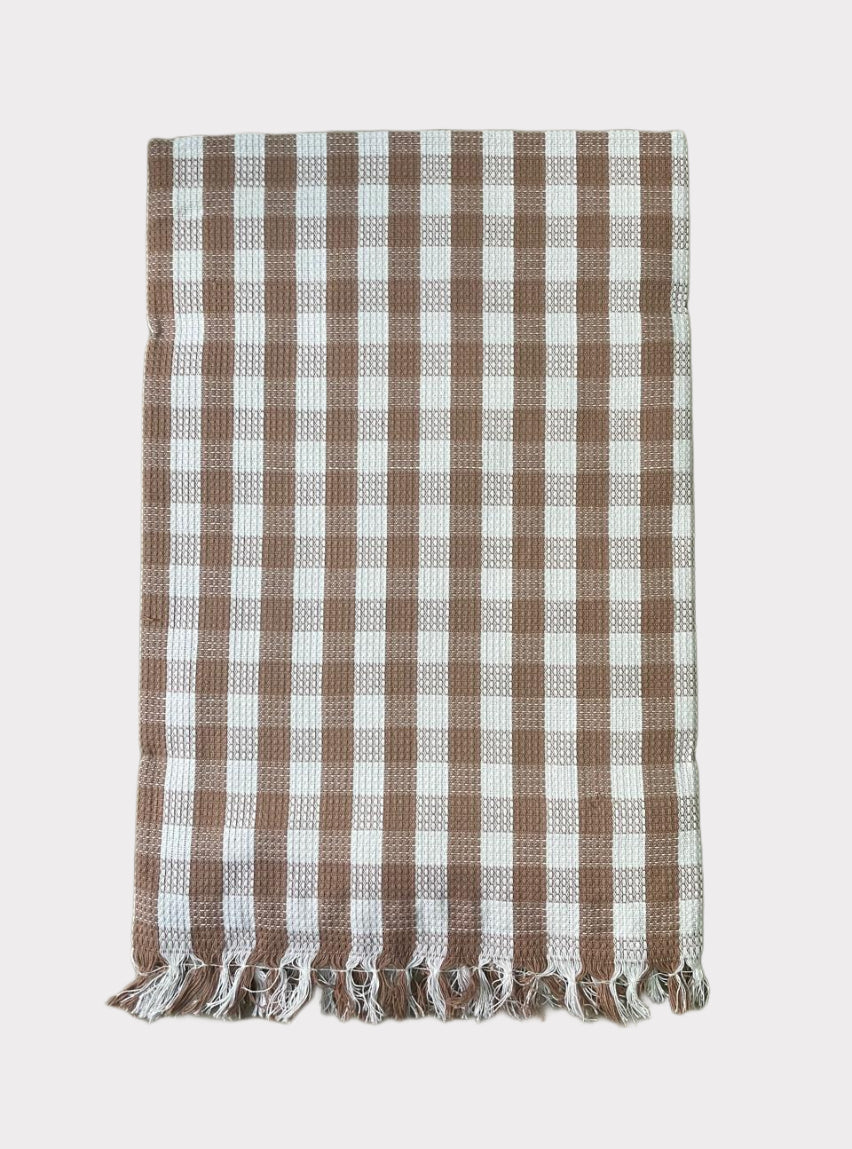 Cotton Towel - MK Brown White Small Check