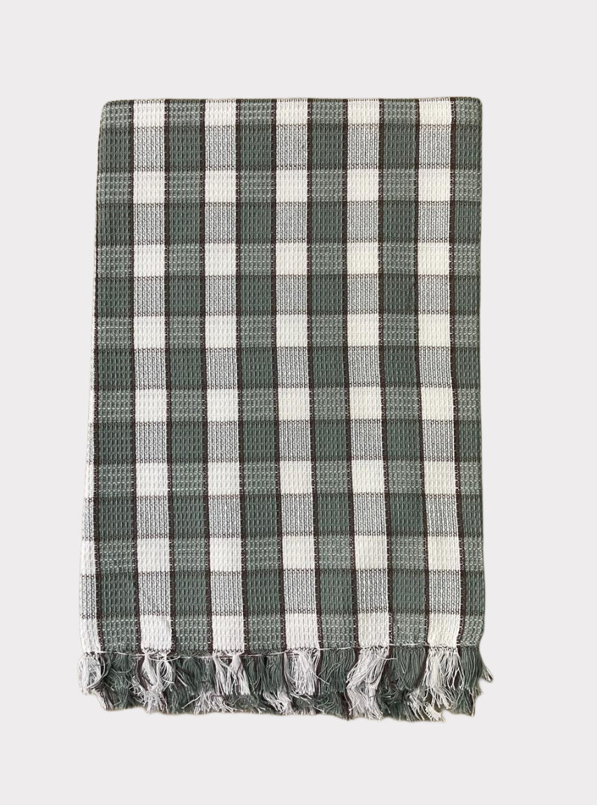 Cotton Towel - MK Gray White Black Check