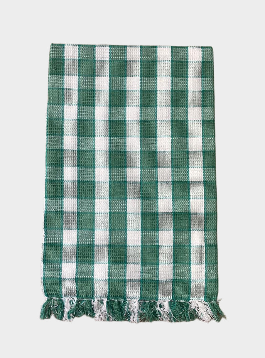 Cotton Towel - MK Green White Blue Line Check