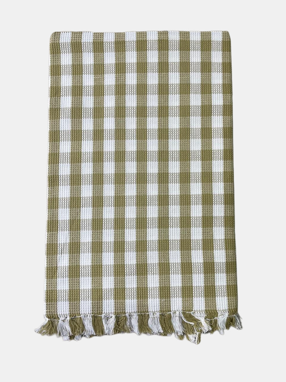 Cotton Towel - MK Olive  White Check