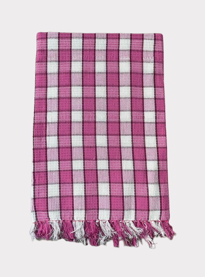 Cotton Towel - MK Pink White Maroon Line Check