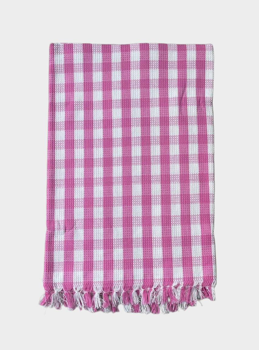 Cotton Towel - MK Pink White Small Check