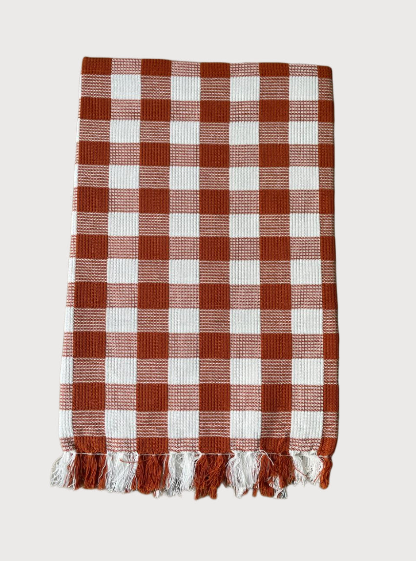 Cotton Towel - MK Red White Box Check