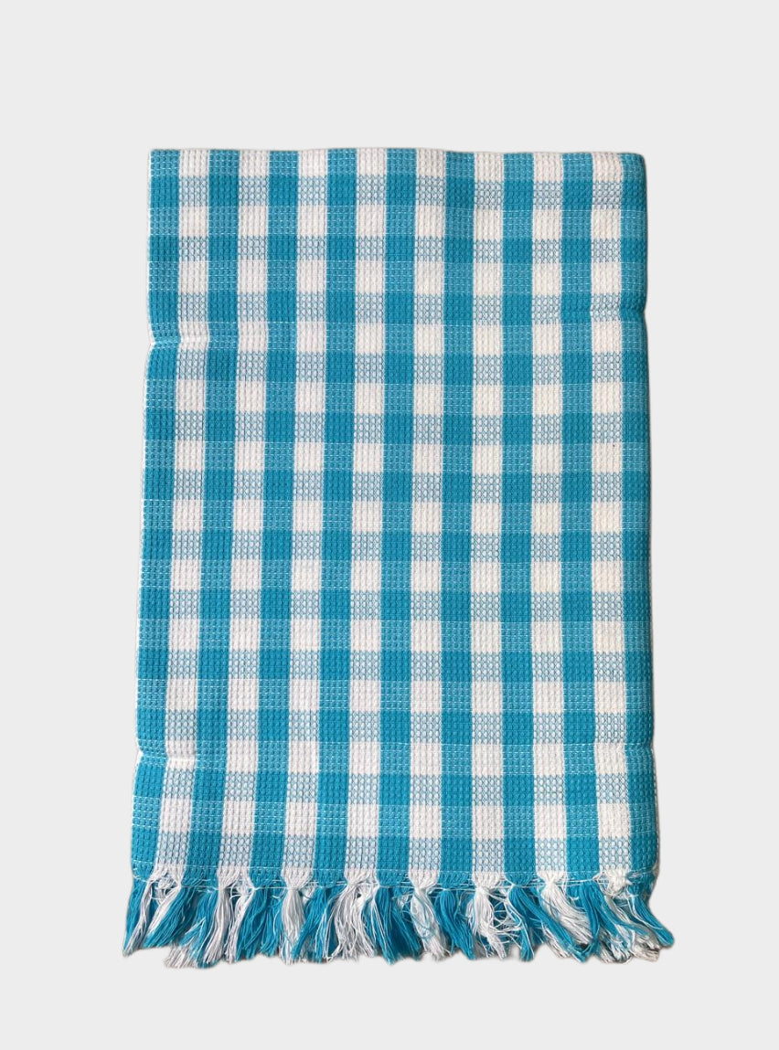 Cotton Towel - MK Sky Blue White Small Check