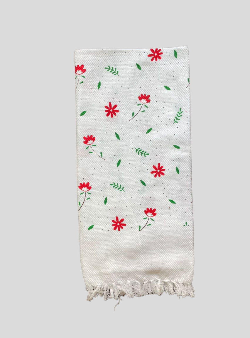 Cotton Towel - Red Flower and Green leaf