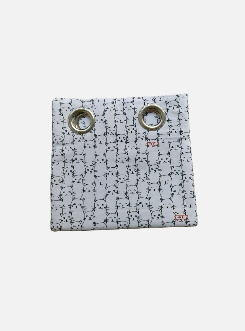 Cotton door curtain - black kitty in white