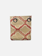 Cotton Door curtain - red pattern on brown