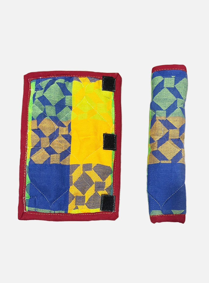Fridge Handle Cover - 11 Inch - Blue Yellow Check Maroon Border
