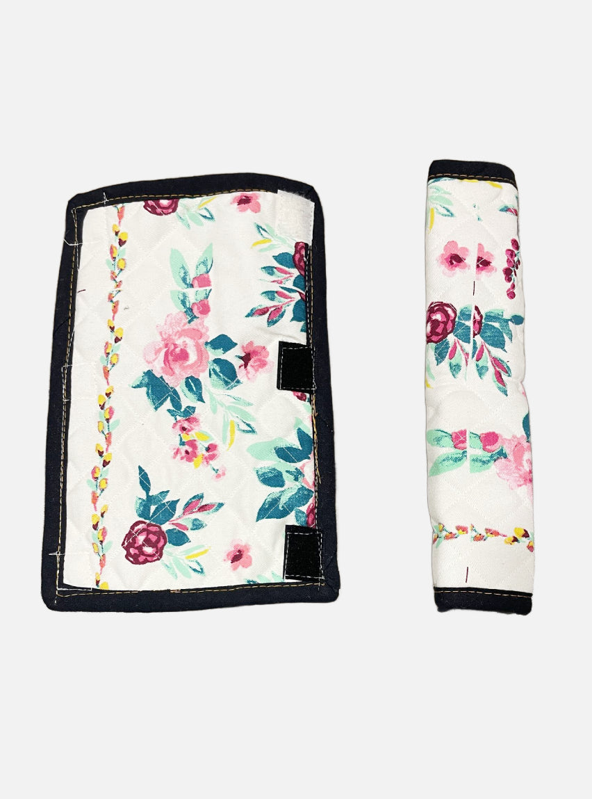 Fridge Handle Cover - 11 Inch - Rose Flower Leaf Black Border
