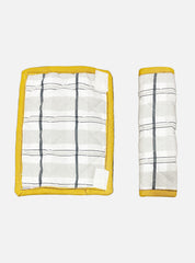Fridge Handle Cover - 9 Inch - White Black Check Yellow Border