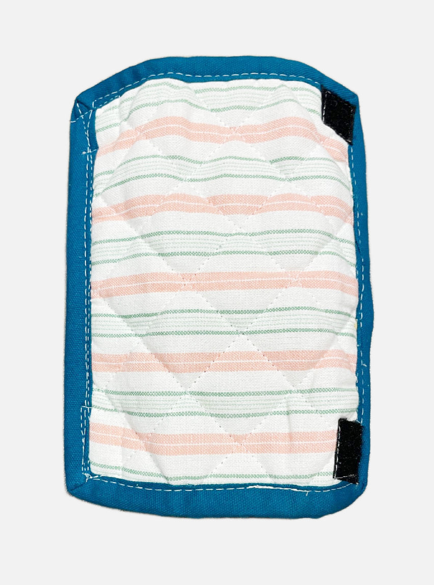 Fridge Handle Cover - 9 Inch - White Green Pink Stripe Blue Border