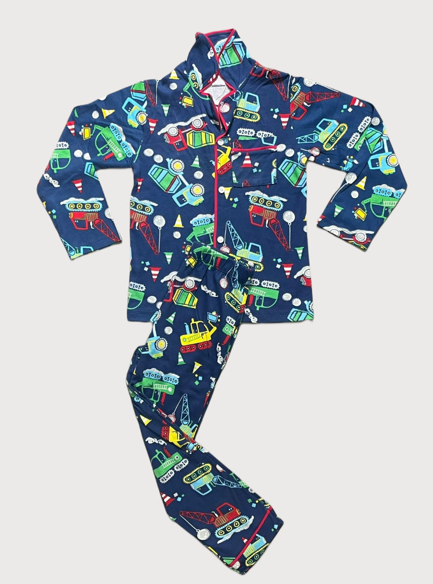 Full Sleeve Night Suit Pant Set - Navy Blue Civil Track