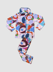 Full Sleeve Night Suit Pant Set (6 - 8 Years) - Violet Fruit