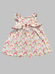 Girls Half Sleeve Frock - Pink Rainbow