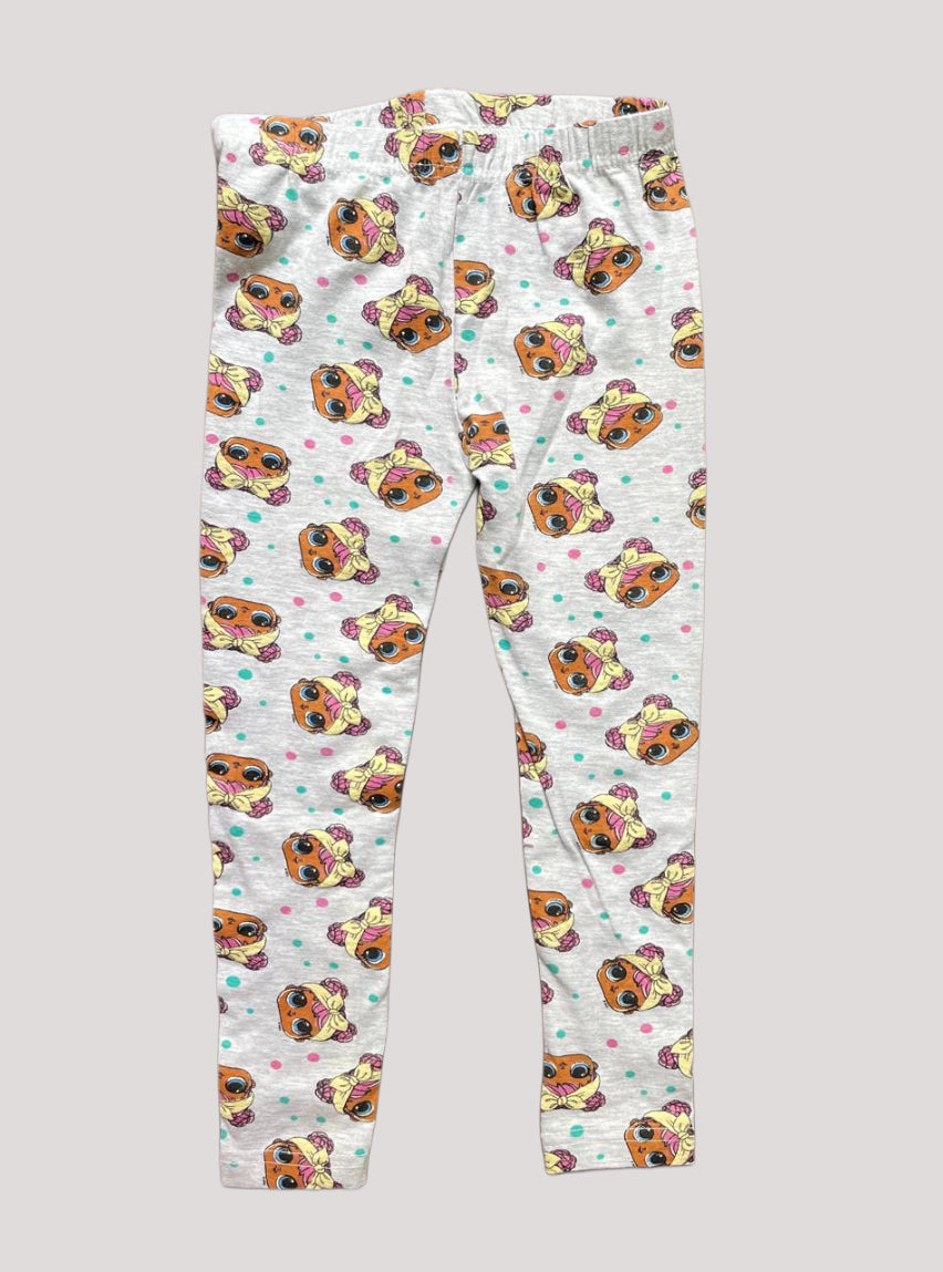 Girls Leggings - Grey Baby Face