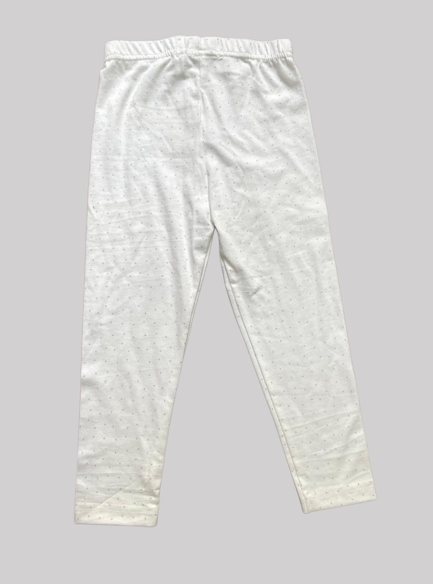 Girls Leggings - White and Grey dots