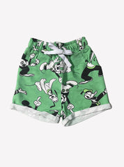 Girls Loopknit Shorts - Green Mickey Dog
