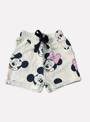 Girls Loopknit Shorts - Light Yellow Minnie Mickey