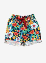 Girls Loopknit Shorts - Multi Flower