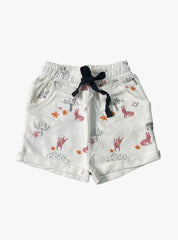 Girls Loopknit Shorts - White Rabbit Tree Orange Flower