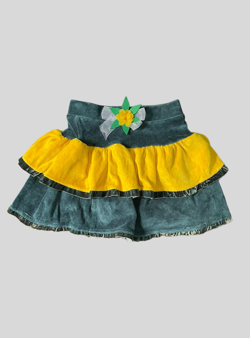 Girls Skirt(2-3 Years) -  Green With Yellow
