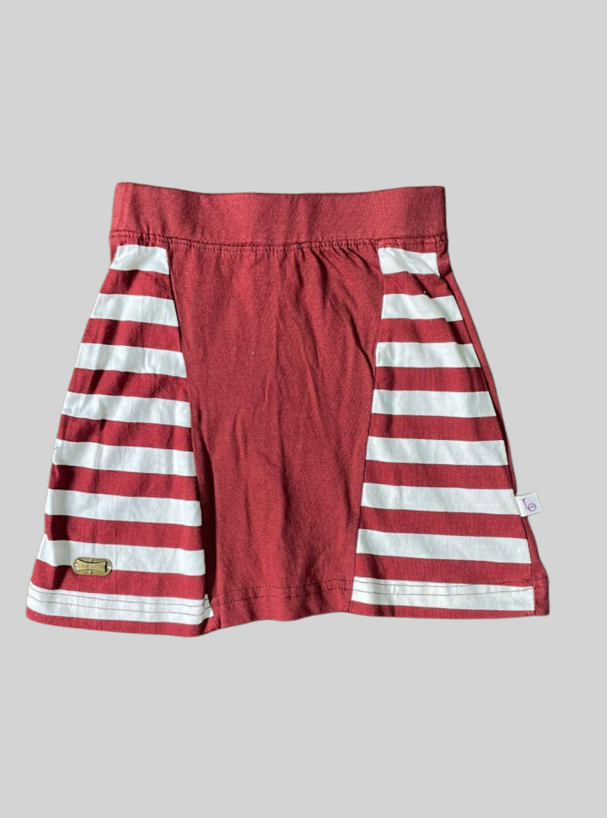 Girls Skirt(2-3Years) - Maroon White Stripe