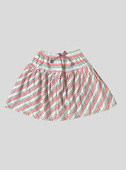 Girls Skirt (4-5Years) - White Multy colour Stripes