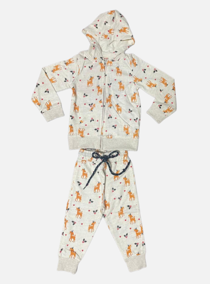 Hoodie - Ivory Deer Multi Colours Dots