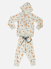 Hoodie - Ivory Deer Multi Colours Dots