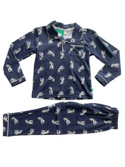 Full Sleeve Night Suit Pant Set dark blue -White dinosaur