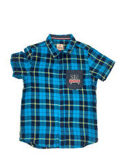 half sleeve shirt blue- Border check