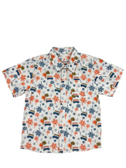 half sleeve shirt white- orange trees