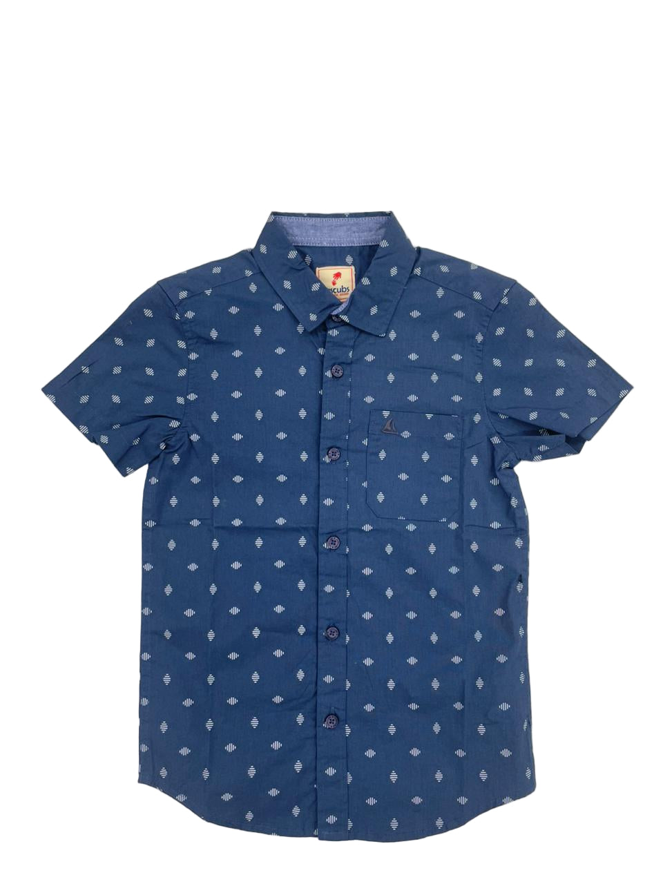 half sleeve shirt Navy Blue - Geometric Print