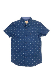 half sleeve shirt Navy Blue - Geometric Print