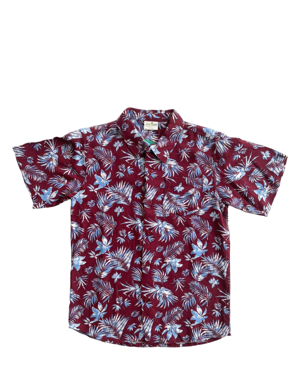 half sleeve shirt Maroon- Hawaiian print