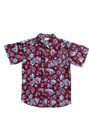 half sleeve shirt Maroon- Hawaiian print