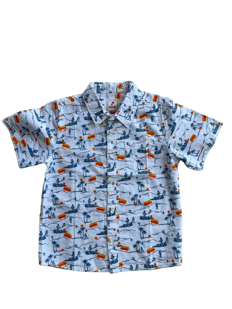 half sleeve shirt white- Orange Car
