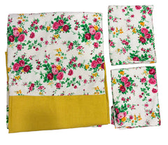 King Size Border Bedspread - Half white base and yellow border