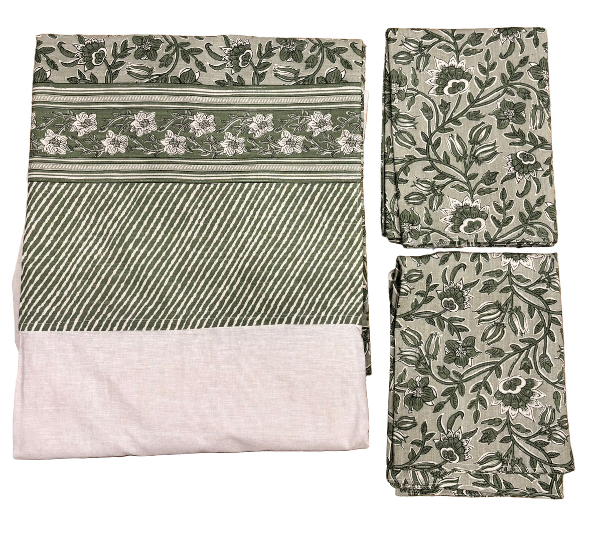 King Size Border Bedspread - green base and white border