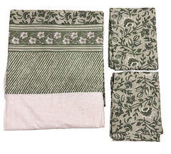 King Size Border Bedspread - green base and white border