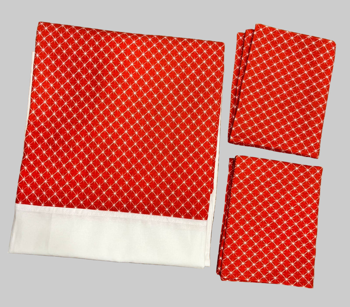 King Size Border Bedspread - Red base and white border