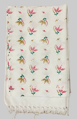 COTTON TOWEL - WHITE BASE AND FLOWER PRINTED COMBO PRINTED