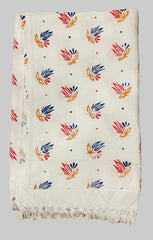 COTTON TOWEL - WHITE BASE AND FLOWER PRINTED