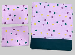 King Size Border Bedspread - pink base dots and navy blue border