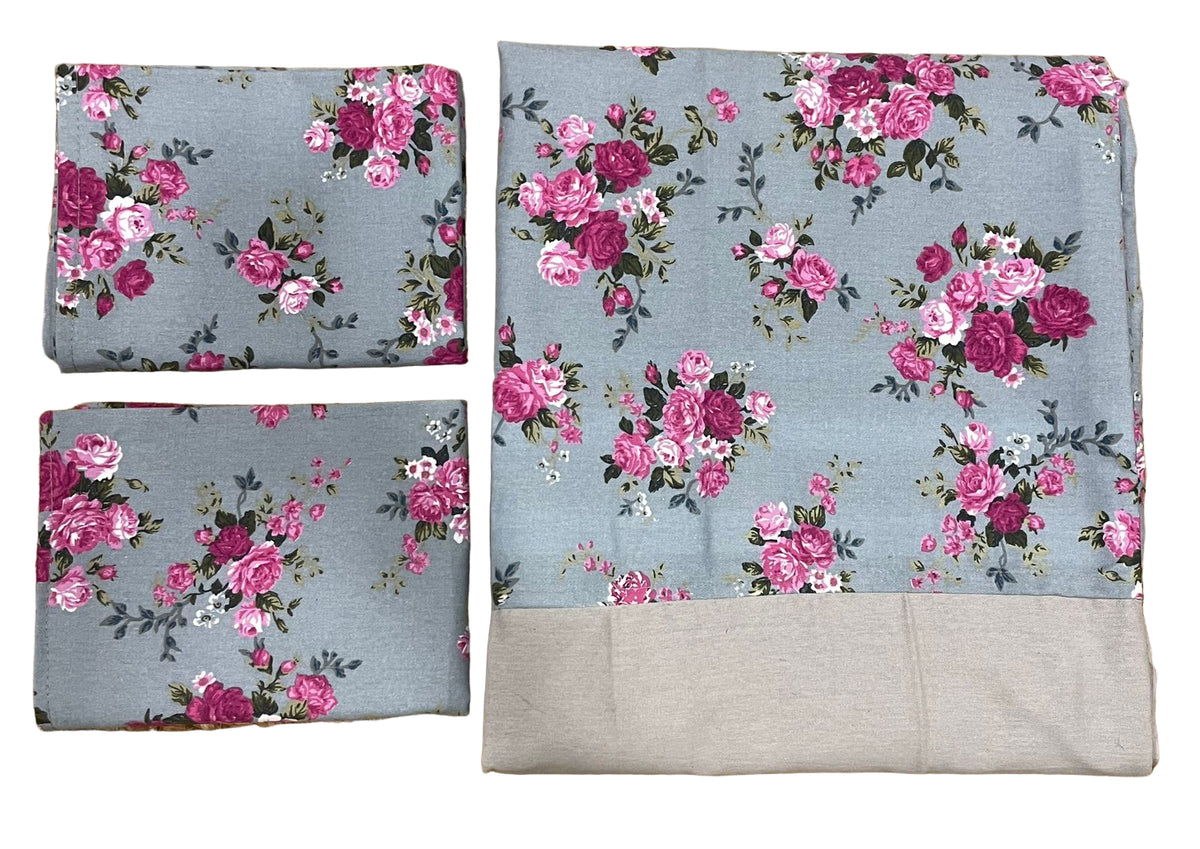 King Size Border Bedspread - Gray base half white