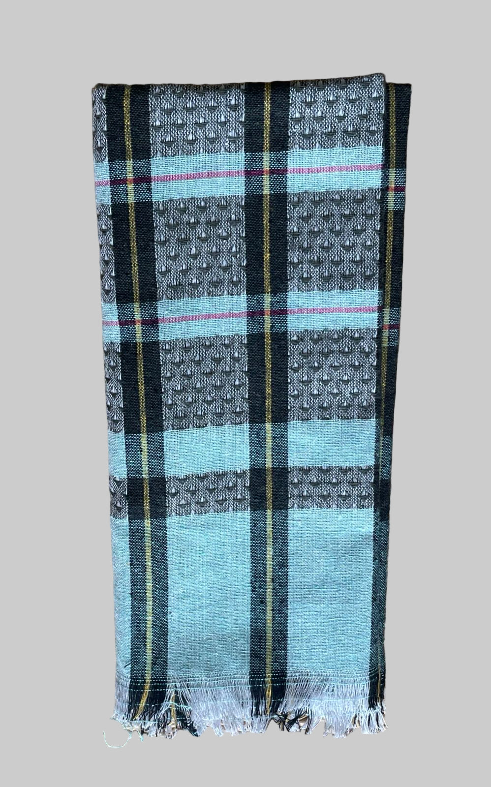 COTTON TOWEL - LIGHT BLUE AND BLACK COLOR CHECKERED PATTERN