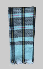 COTTON TOWEL - LIGHT BLUE AND BLACK COLOR CHECKERED PATTERN